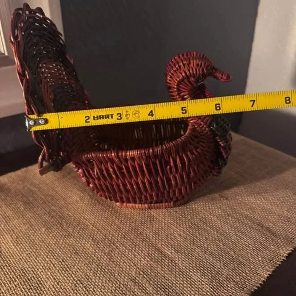 Rattan Boho Woven Turkey Basket Thanksgiving | Grandmacore Decor